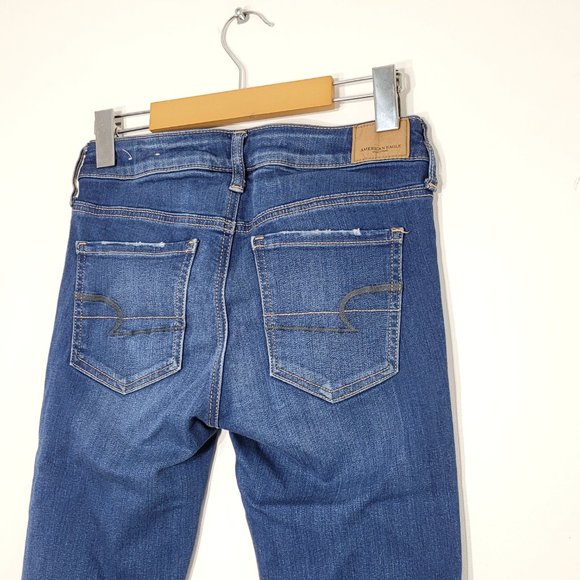 American Eagle Outfitters | Blue Mid Wash Jegging Jeans Stretch Whiskered 4 - Picture 6 of 11